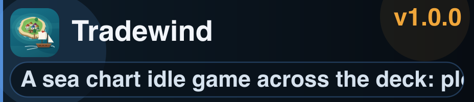 The Release Infobar showing Tradewind v1.0.0